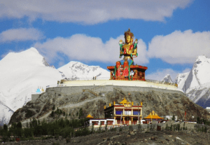 Diskit Gompa and statue of Chamba