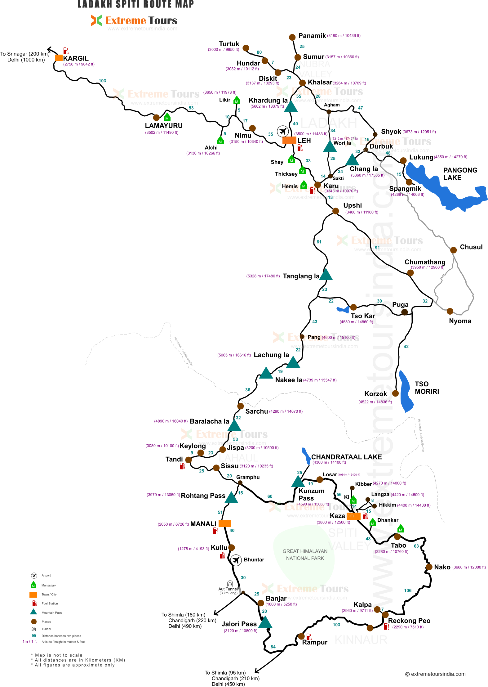 Ladakh Spiti Road Route Map