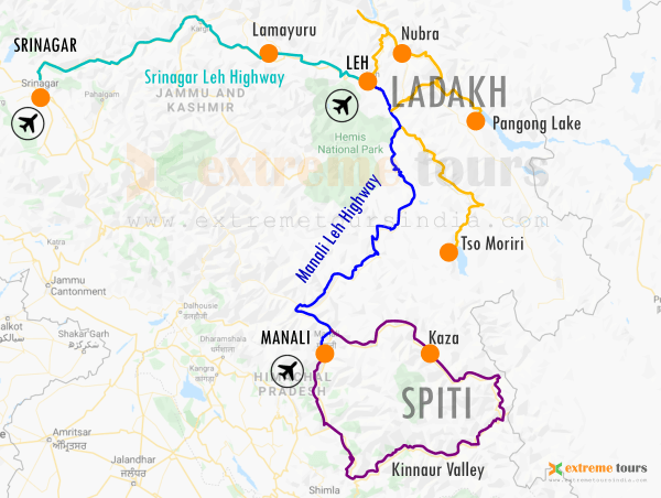 Ladakh route Map