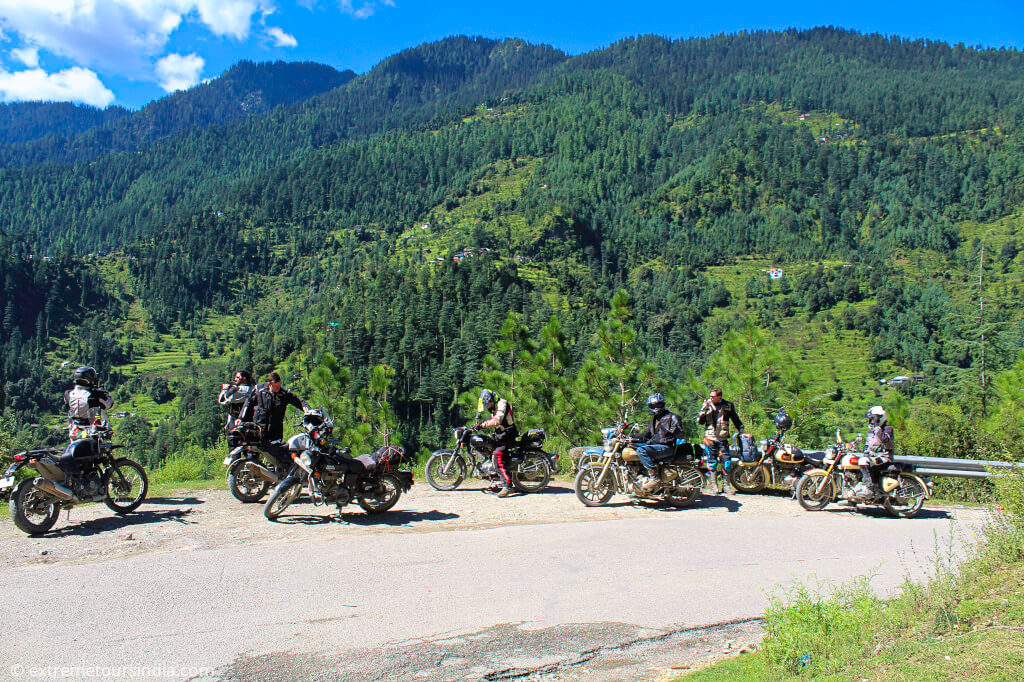 Riders relaxing in Tirthan - Banjar Valley